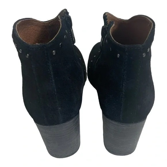 FRYE Women's Short Boots with Studded Detail Black Suede Short Booties Zipper - Picture 5 of 9